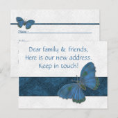 ニューアドレスカードのゲスト バタフライ ブルーのブロケード 案内ポストカード (正面/裏面)