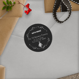 ニューアドレスクリスマスホリデーブラック封筒用シール ラウンドシール