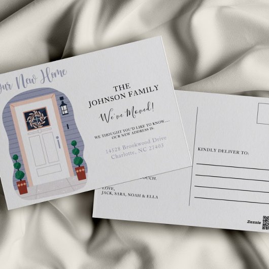 ニューアドレスブルーパステル引っ越しました発表 ポストカード