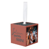 ニューアパートメ信じントスパルクルシャイン3フォト キューブオーナメント (正面アングル)