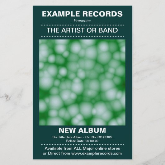 ニューアルバム発売 - ダークグリーン チラシ (正面)