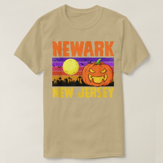 ニューアークニュージャージーハッピーハローウィンパーティーローカルシティ Tシャツ (デザイン正面)