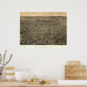 ニューアークニュージャージー1874アンティークパノラママップ ポスター (キッチン)