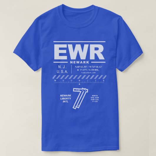 ニューアーク国際的リバティ空港EWR Tシャツ (デザイン正面)