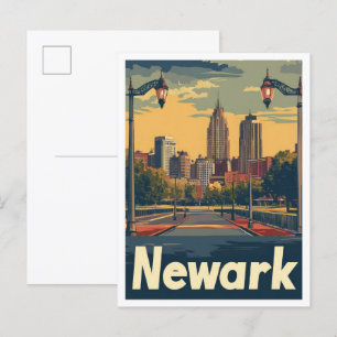 ニューアークNew Jersey Art Vintage Travel Listen ポストカード