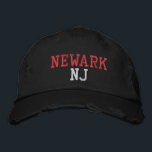 ニューアークNJ赤と白オンブラックヴィンテージスタイル 刺繍入りキャップ<br><div class="desc">NEWARK NJ赤と白はブラックヴィンテージスタイル帽動揺してをかぶった刺繍。刺繍は、「編集デザイン」ツールボタンを選択して他の色の選択にカスタマイズ可能。メインアイテムページで色の選択を選択することもできます。</div>