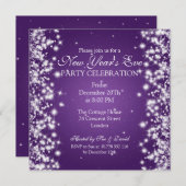 ニューイエレガントブ冬のスパークルパープル 招待状 (正面/裏面)