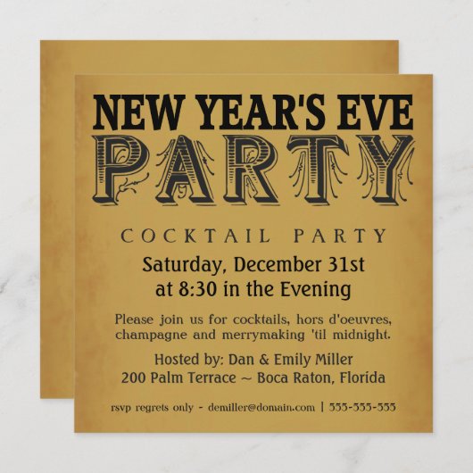 ニューイブカクテルパーティーヴィンテージ招待状 招待状 (正面/裏面)
