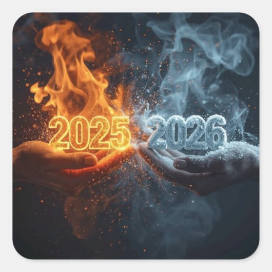 ニューイヤーのお祝いステッカー スクエアシール (正面)