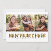 ニューイヤーのお祝い ゴールドの3枚の写真 シーズンカード (正面)