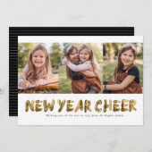 ニューイヤーのお祝い ゴールドの3枚の写真 シーズンカード (正面/裏面)