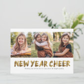 ニューイヤーのお祝い ゴールドの3枚の写真 シーズンカード (スタンド正面)