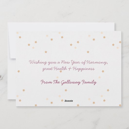 ニューイヤーの平和の鳩 星空のフラットカード シーズンカード (裏面)