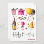 ニューイヤーの水彩画 シーズンカード (正面/裏面)