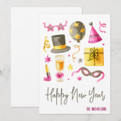 ニューイヤーの水彩画 シーズンカード (正面/裏面)