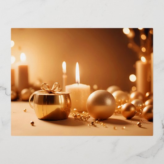 ニューイヤーの祭り ホリデーシーズンのお祝い ライト 箔シーズンポストカード (正面)