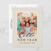 ニューイヤーの素朴な偽りの麻のテクスチャ写真 シーズンポストカード (正面/裏面)