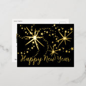 ニューイヤーの花火 | 背面写真付き 箔シーズンポストカード (正面/裏面)