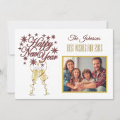 ニューイヤーの4枚組マルチフォトコラージュフロント＆バックカード 招待状 (正面)