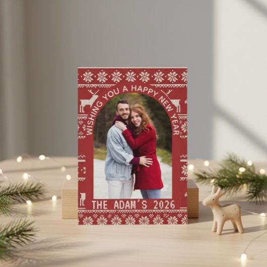 ニューイヤーアーチノルディクレインディアパーソナライズドフォト シーズンカード