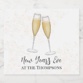 ニューイヤーイブかわいいシンプルシャンパンウォーター色 スパークリングワインラベル (シングルラベル)