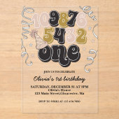 ニューイヤーイブカウントダウンファースト誕生日招待状 アクリル招待状 (正面)