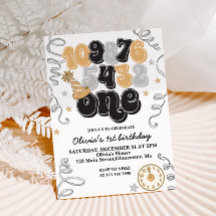 ニューイヤーイブカウントダウンファースト誕生日招待状