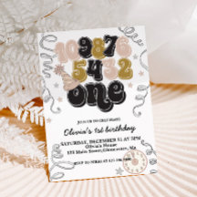 ニューイヤーイブカウントダウンファースト誕生日招待状