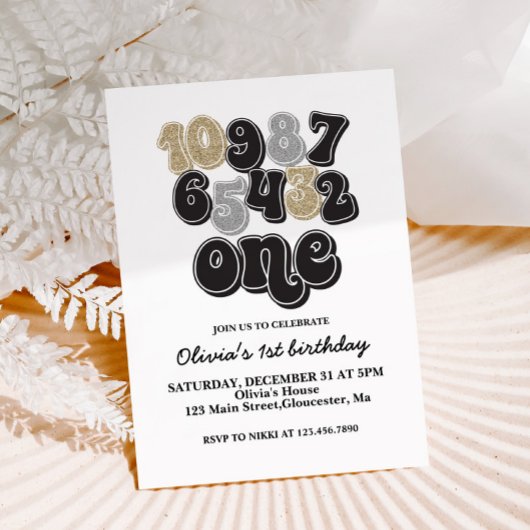 ニューイヤーイブカウントダウンファースト誕生日招待状 招待状