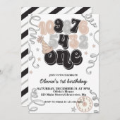 ニューイヤーイブカウントダウンファースト誕生日招待状 招待状 (正面/裏面)