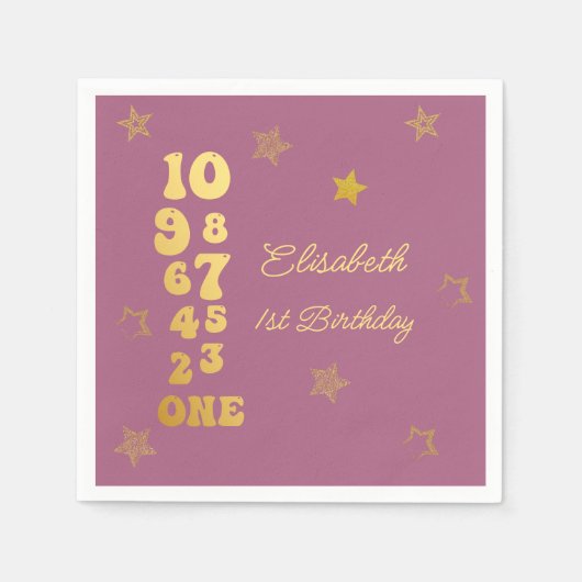 ニューイヤーイブカウントダウンファースト誕生日 スタンダードカクテルナプキン (正面)