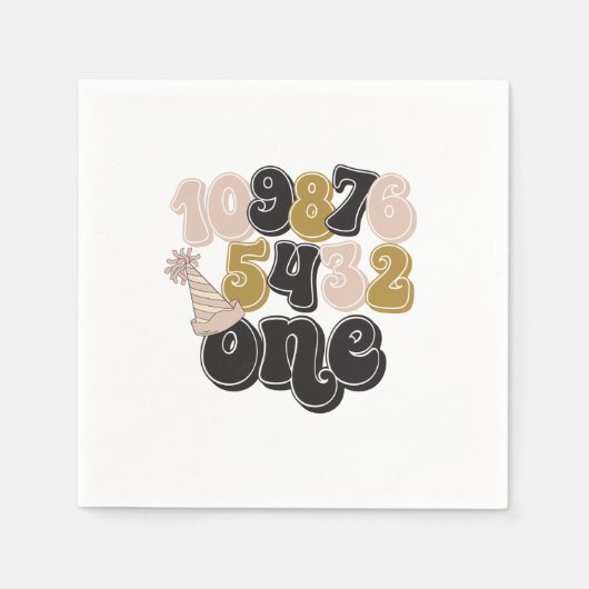 ニューイヤーイブカウントダウンファースト誕生日 スタンダードカクテルナプキン (正面)