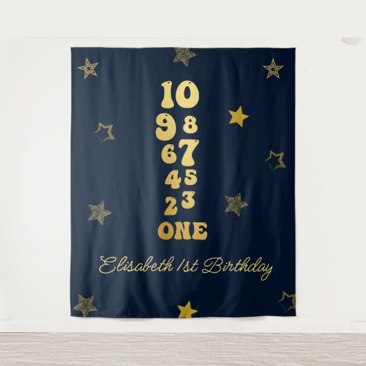 ニューイヤーイブカウントダウンファースト誕生日 タペストリー (正面)