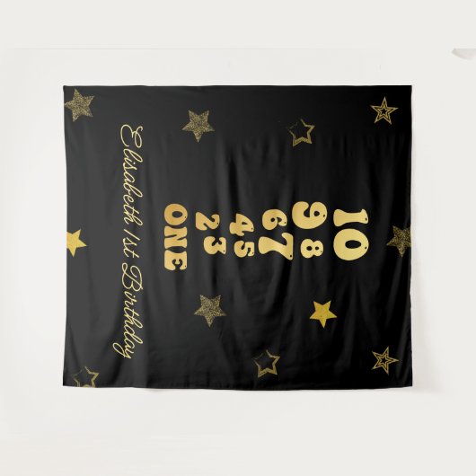 ニューイヤーイブカウントダウンファースト誕生日 タペストリー (正面(横))