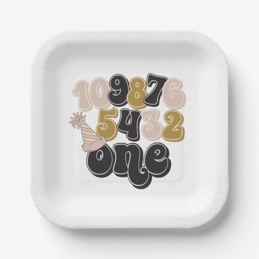 ニューイヤーイブカウントダウンファースト誕生日 ペーパープレート (正面)