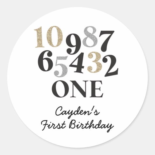 ニューイヤーイブカウントダウンファースト誕生日 ラウンドシール (正面)