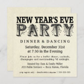 ニューイヤーイブディナーパーティーヴィンテージ招待状 招待状 (正面/裏面)