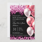 ニューイヤーイブバラ金ゴールドきらめくライトバルーン 招待状 (正面)