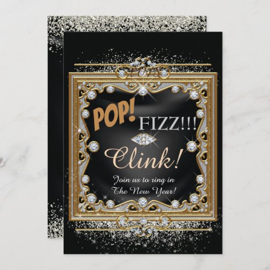 ニューイヤーイブパーティの招待状 招待状 (正面/裏面)