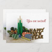 ニューイヤーイブパーティの招待状 招待状 (正面/裏面)