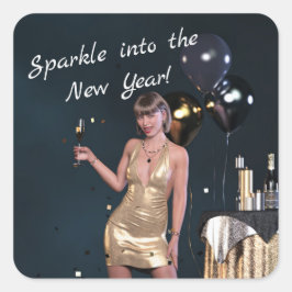 ニューイヤーイブパーティーの女の子のシークンドレス スクエアシール