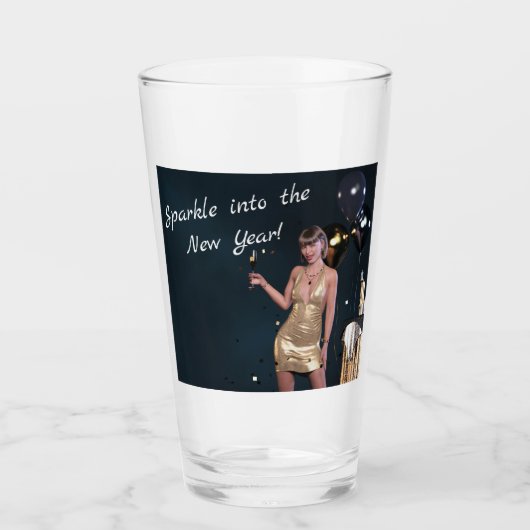ニューイヤーイブパーティーの女の子のシークンドレス タンブラーグラス (正面)