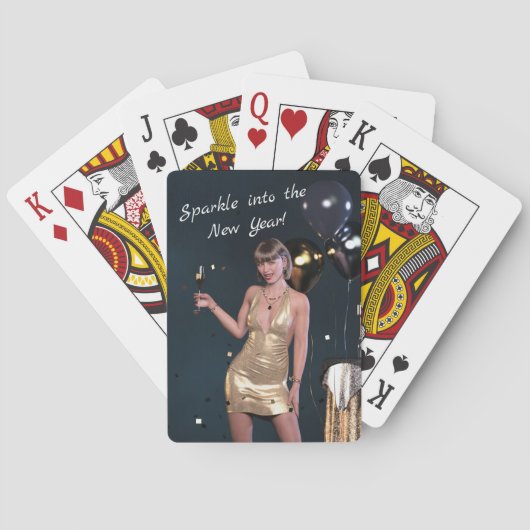 ニューイヤーイブパーティーの女の子のシークンドレス トランプ (裏面)