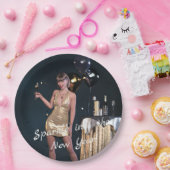 ニューイヤーイブパーティーの女の子のシークンドレス ペーパープレート (パーティー)