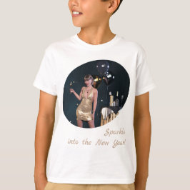 ニューイヤーイブパーティーの女の子のシークンドレス Tシャツ