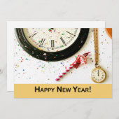 ニューイヤーイブパーティーカウントダウン招待状時計 招待状 (正面/裏面)