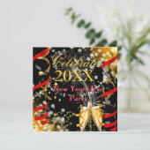 ニューイヤーイブパーティーシャンパンフェスティバルレッド金ゴールド 招待状 (スタンド正面)