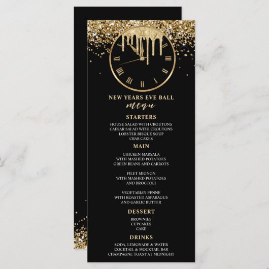 ニューイヤーイブパーティーディナーメニュー メニュー (正面/裏面)