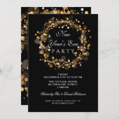 ニューイヤーイブパーティーフェスティバルリース金ゴールド 招待状 (正面/裏面)