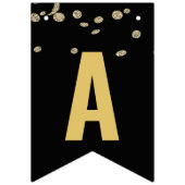 ニューイヤーイブパーティーブラック金ゴールドグリッター紙吹雪 バンティングフラッグ (第3の旗)